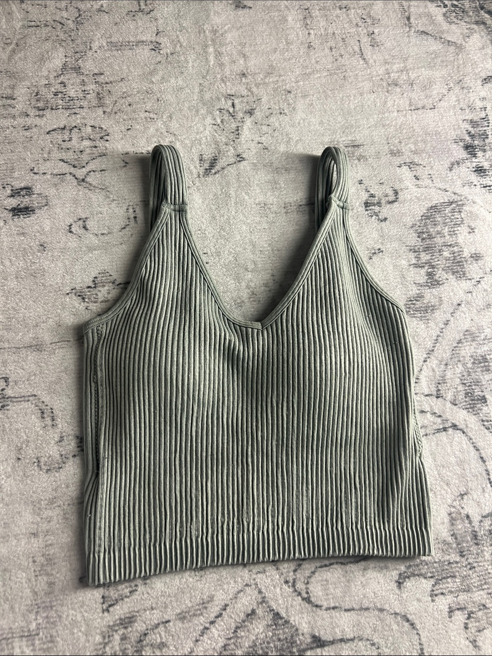 Wishlist Ribbed V-Neck Cropped Tank - Sage